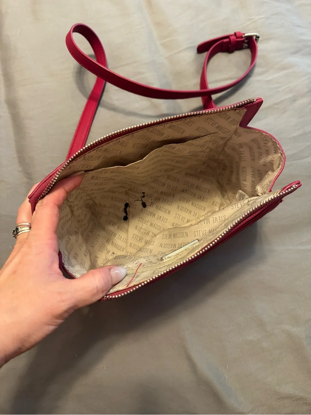 Steve Madden Hot Pink Chain-Trim Crossbody Bag